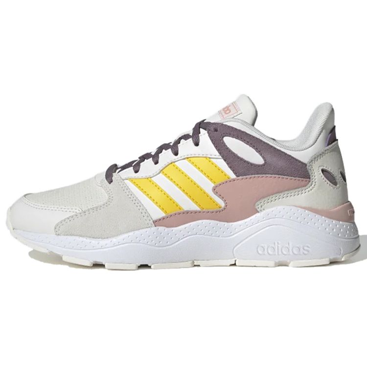 Adidas Neo Crazychaos 1.0 Comfortable Leather Shock Absorption Non-Slip Low-Top Casual Running Shoes Women Sneaker White Yellow Brown EG8751