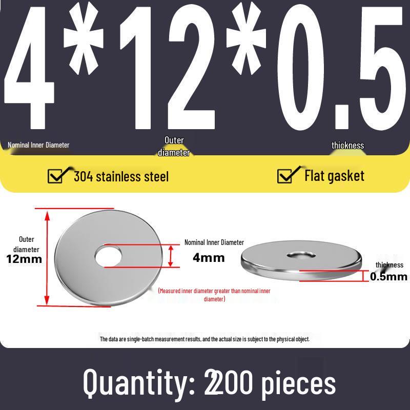 Plochá podložka z nerezové oceli 304 pro nastavení vůle hřídele (0,1/0,2/0,3 mm)