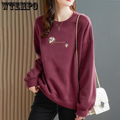 Spring and Autumn Women's Pullover Sweatshirt Warm Bottom Top Loose Hoodie Hoodie for Women