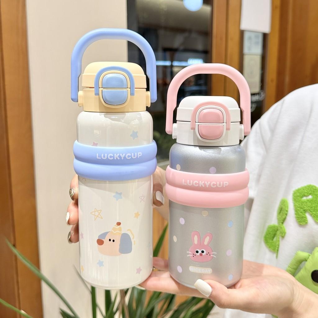Kids Cartoon Stainless Steel Insulated Cup With Handle For Children And Students