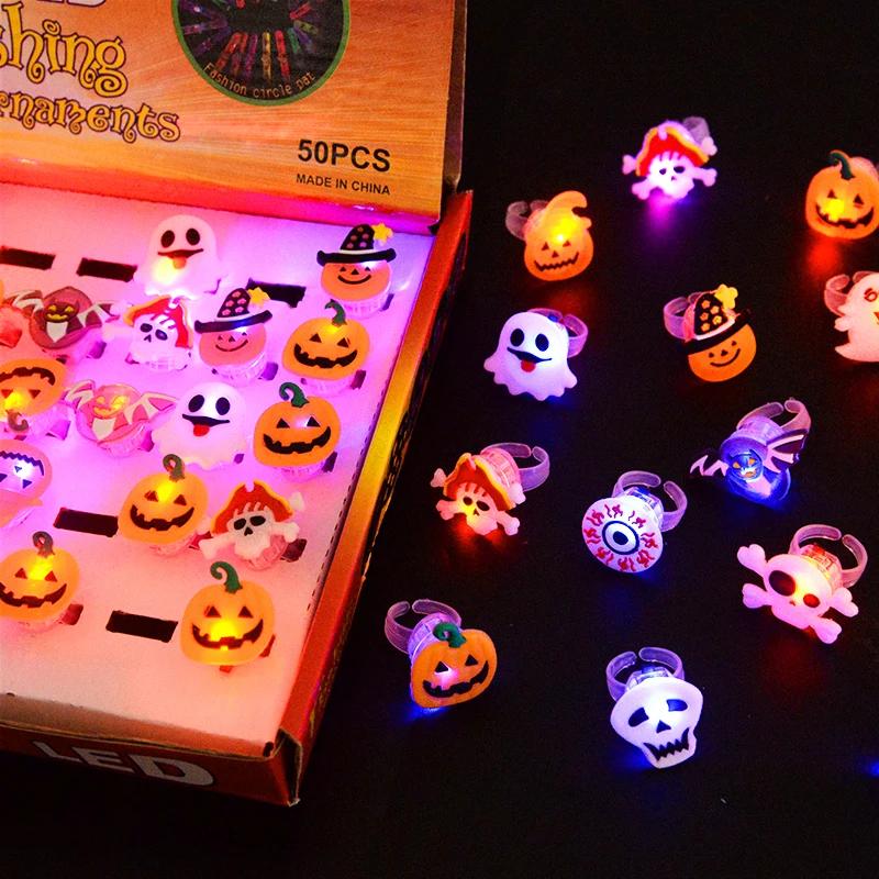Halloween Light Up Glowing Rings Christmas Party Favors LED Rings Flashing Glowing Finger Rings Fun Props for Kids Adults