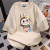 2025 new fashion labubu t-shirt cute and sweet cartoon print summer loose casual street wear unisex