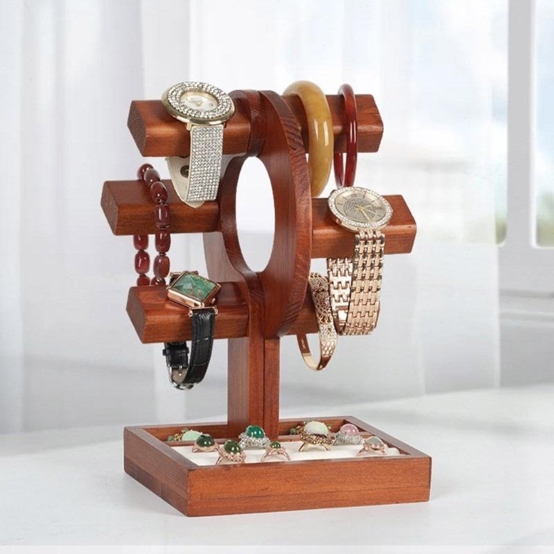 Multipurpose Adjustable Sturdy Wood Jewelry Display Stand for Watches Bracelets and Bangles Elegant Showcases