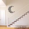 Wrought Iron Moon Wall Art, Boho Metal Floral Decor Home Hanging Ornament