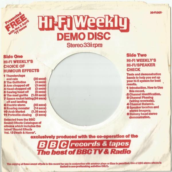 

7inch Record NO ARTIST HiFi Weeklys Demo Disc HIFI001 BBC Records And 1977 Japan Sound Effects Nature Used