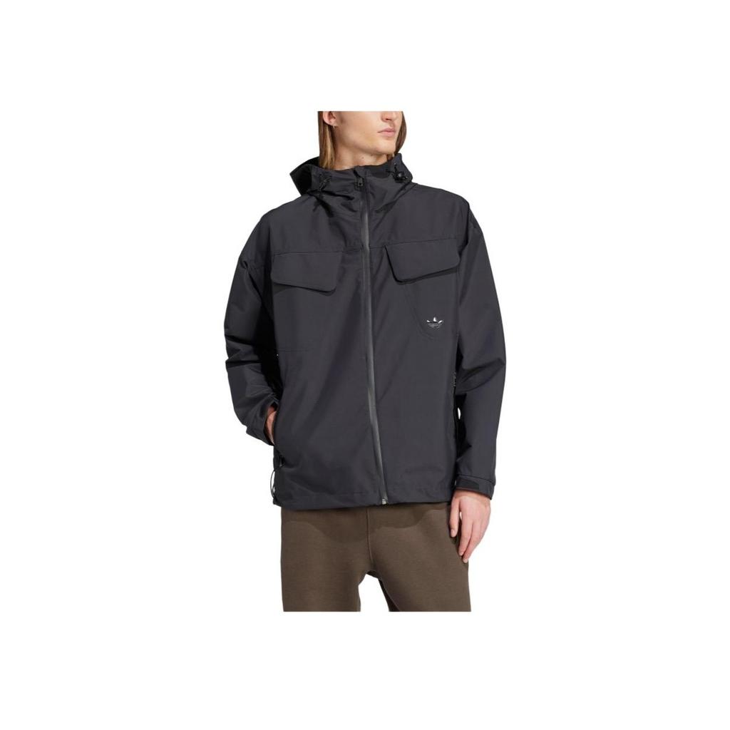 Adidas Originals SS25 Hooded Loose Windproof Warm Jacket Men Jackets Black JD2110