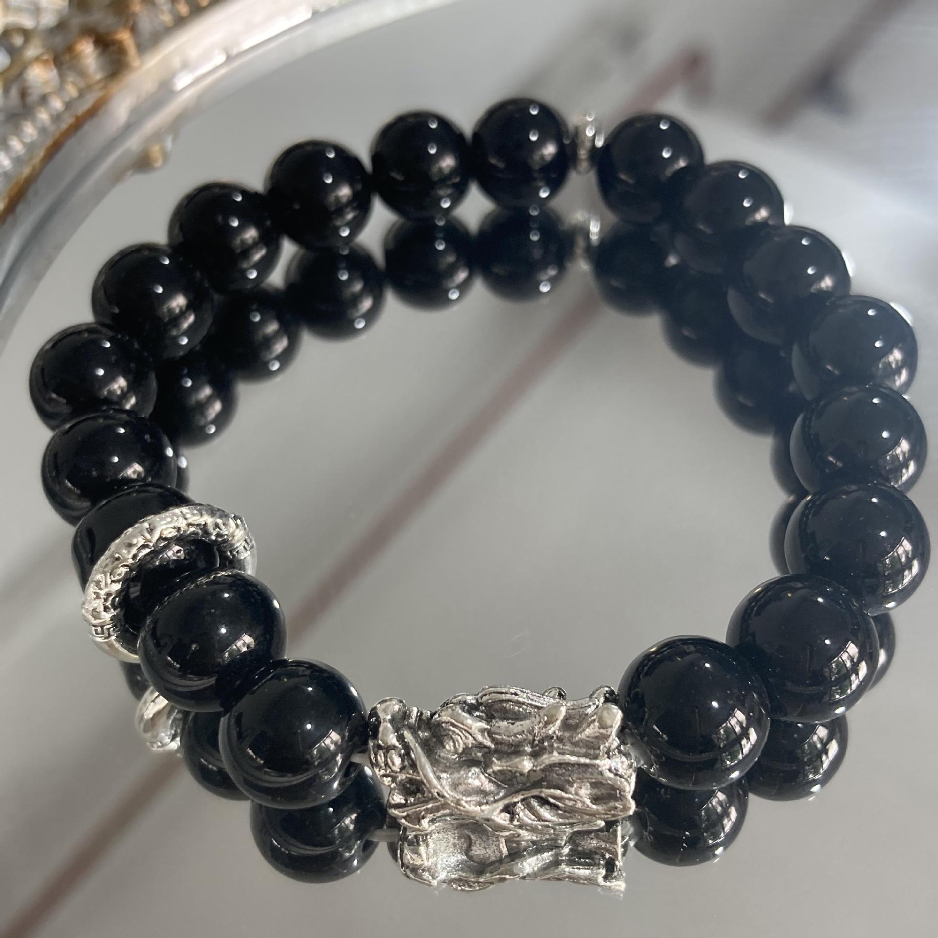 

Браслет в китайском стиле, национальный стиль, дизайн на удачу к году Дракона, нишевый дизайн «Звездное небо», универсальный, с белой глазурью, мужской и женский браслет