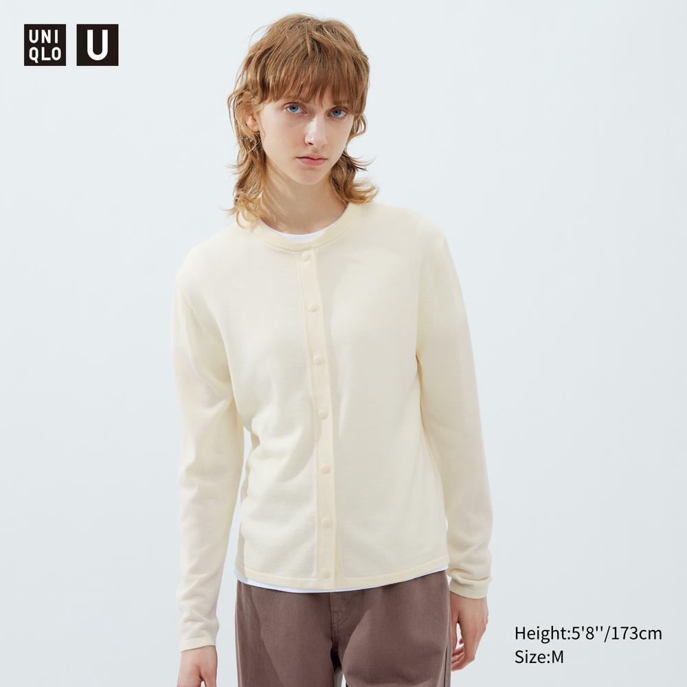 

Кардиган UNIQLO из смеси мериноса с круглым вырезом (Длинный рукав)