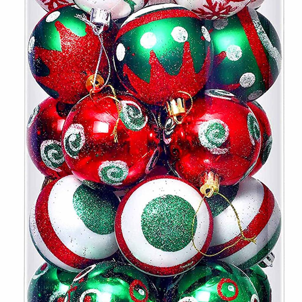 30PCS Xmas Balls Ornaments 2.4 Inch Plastic Multi Color Xmas Tree Hanging Balls for Holiday