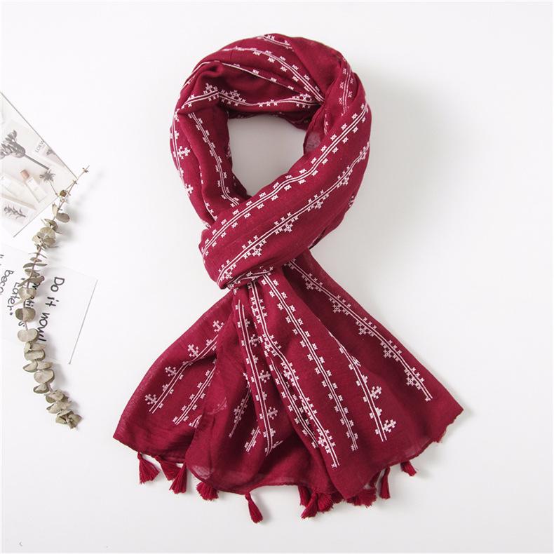 "Pastoral Frühling & Sommer Baumwoll-Leinen-Schal: Frischer Blumendruck, Sonnenschutz-Reiseschal für Damen"