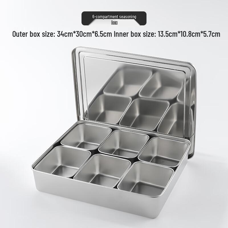 Commercial Stainless Steel 6-Compartment Condiment Box
