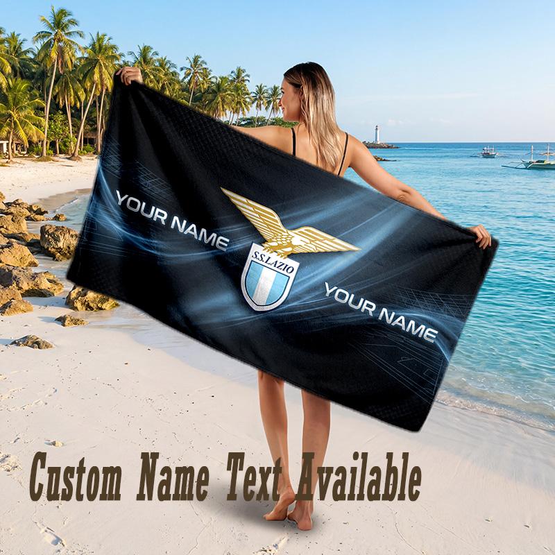 Lazio FC Design Strandtuch mit individuellem Text Großes Handtuch für den Strandurlaub