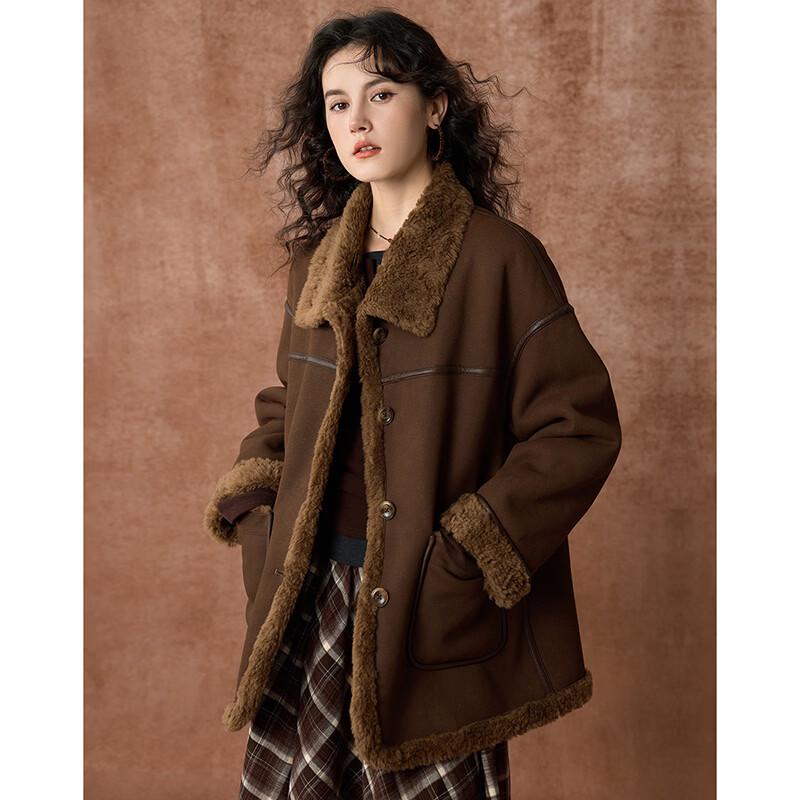Women's Reversible 100% Merino Wool Barn Collar Fur Coat