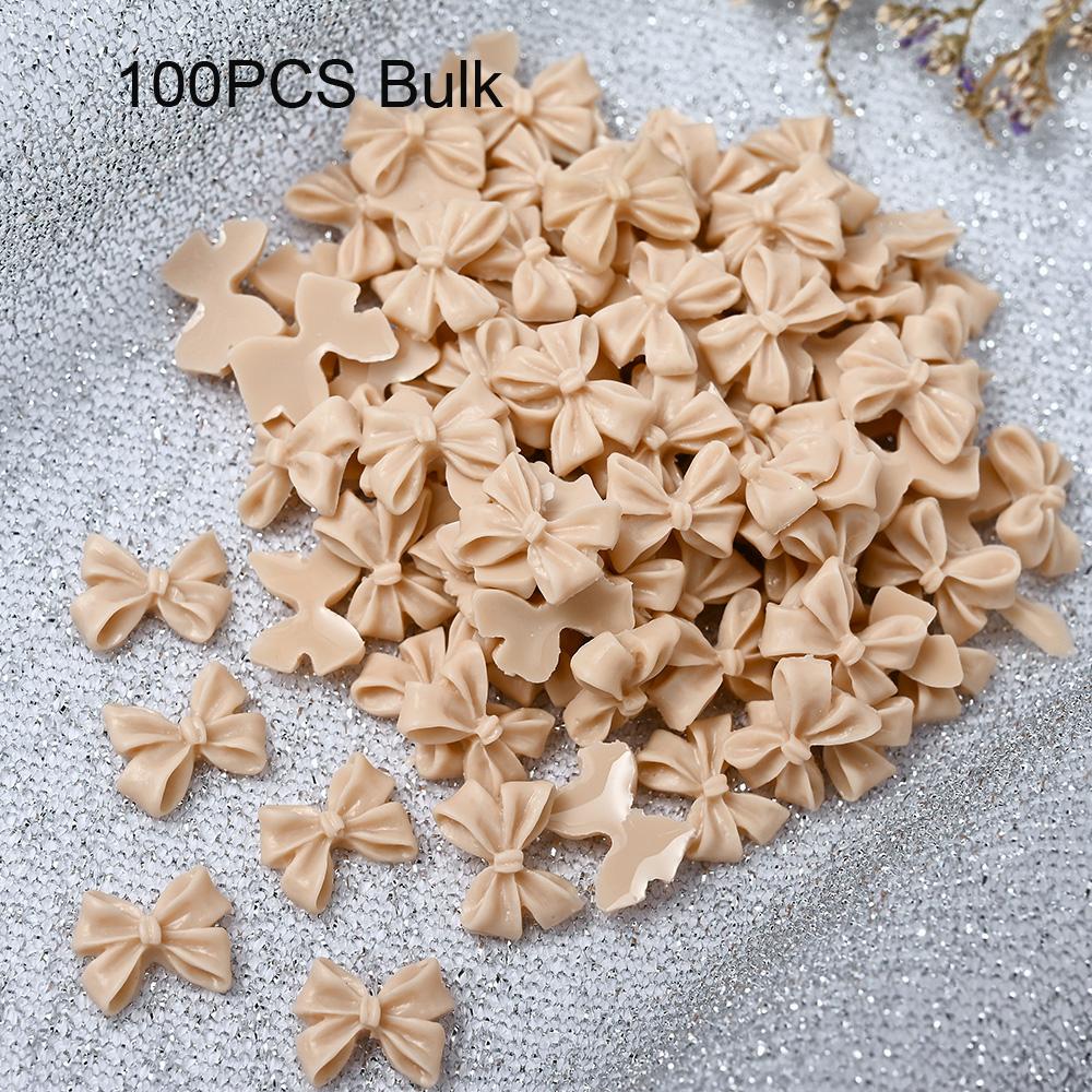50/100 pezzi Rosa Bianco Kawaii Fiocco Ciondolo per Unghie 3D Resina Fiocco Flatback Gemme per Unghie 8*10mm Strass Gioielli per Nail Art #Papillon