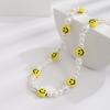 Vintage Imitation Pearl Smile Face Necklace For Men Women Punk Gothic Hiphop Zircon Beads Chain Trendy Neck Accessories Gift