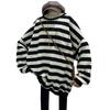 Plus Size Striped Patchwork Casual Loose Hoodie - Japanese & Korean Style