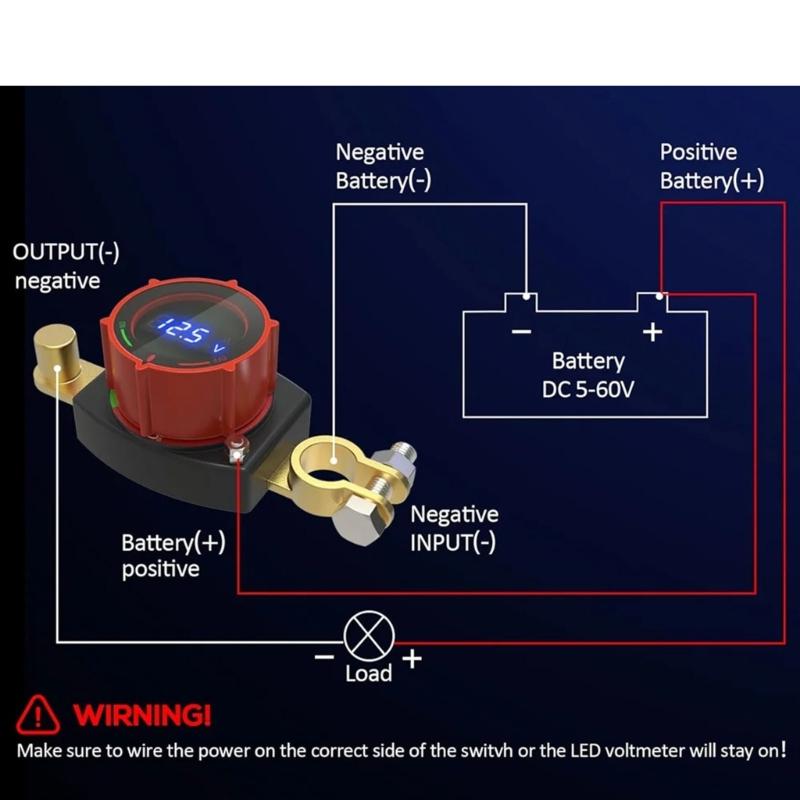 Battery Cut Switches With LED Voltage Meter On Off Power Cut High Current 250A Isolator for Trucks Buses & Marine Use