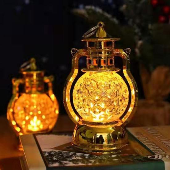 Night Lamp Vintage Simulation Flame Honeycomb Shape Decorative Plastic Christmas Decorations Wind Lantern for Home