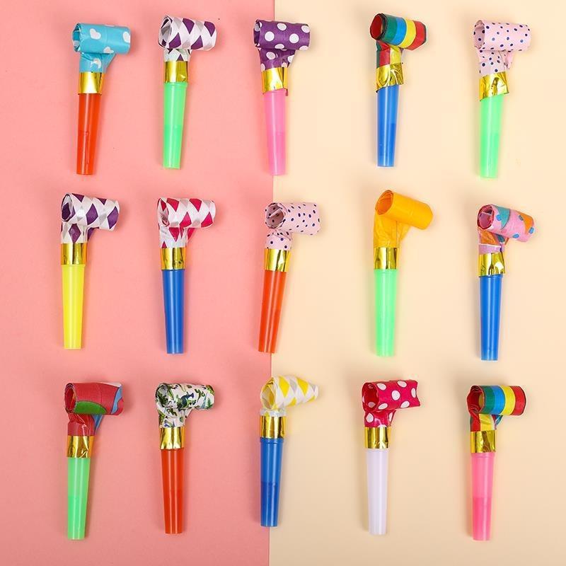 50Pcs Blowing Dragon Whistle Funny Colorful Kids Children's Birthday Party Blow Roll Cheer Props Toy