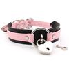 Choker Heart Collar Padlock Ring PU Leather (Pink Black & Silver)