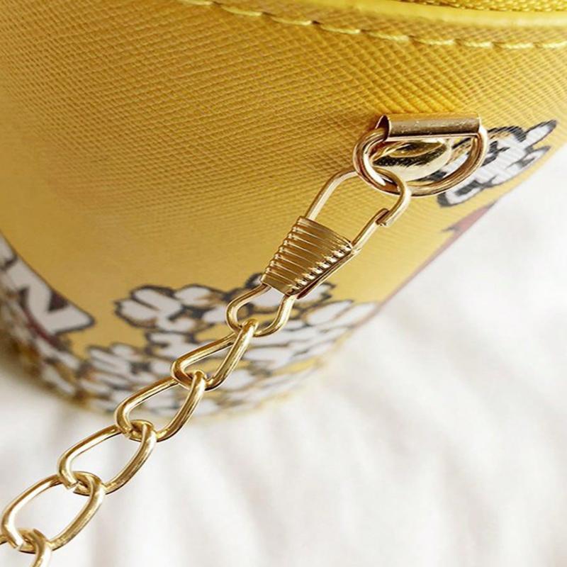 Popcorn Design Bucket Bag, Chain Crossbody Bag, Creative Cylinder Purse For Women, PU Leather Textured Bag Purse, Fancy Fashion Shoulder Bag