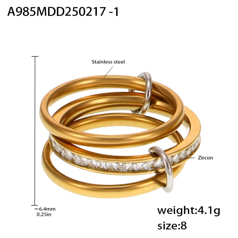 Qiong Yao 2mm Women's Color Block Stackable Interlocking Ring Set