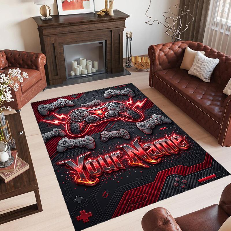 Decorative Artwork Theme Crystal Velvet Rug Personalized Custom Name Text Soft Floor Mat Home Decor