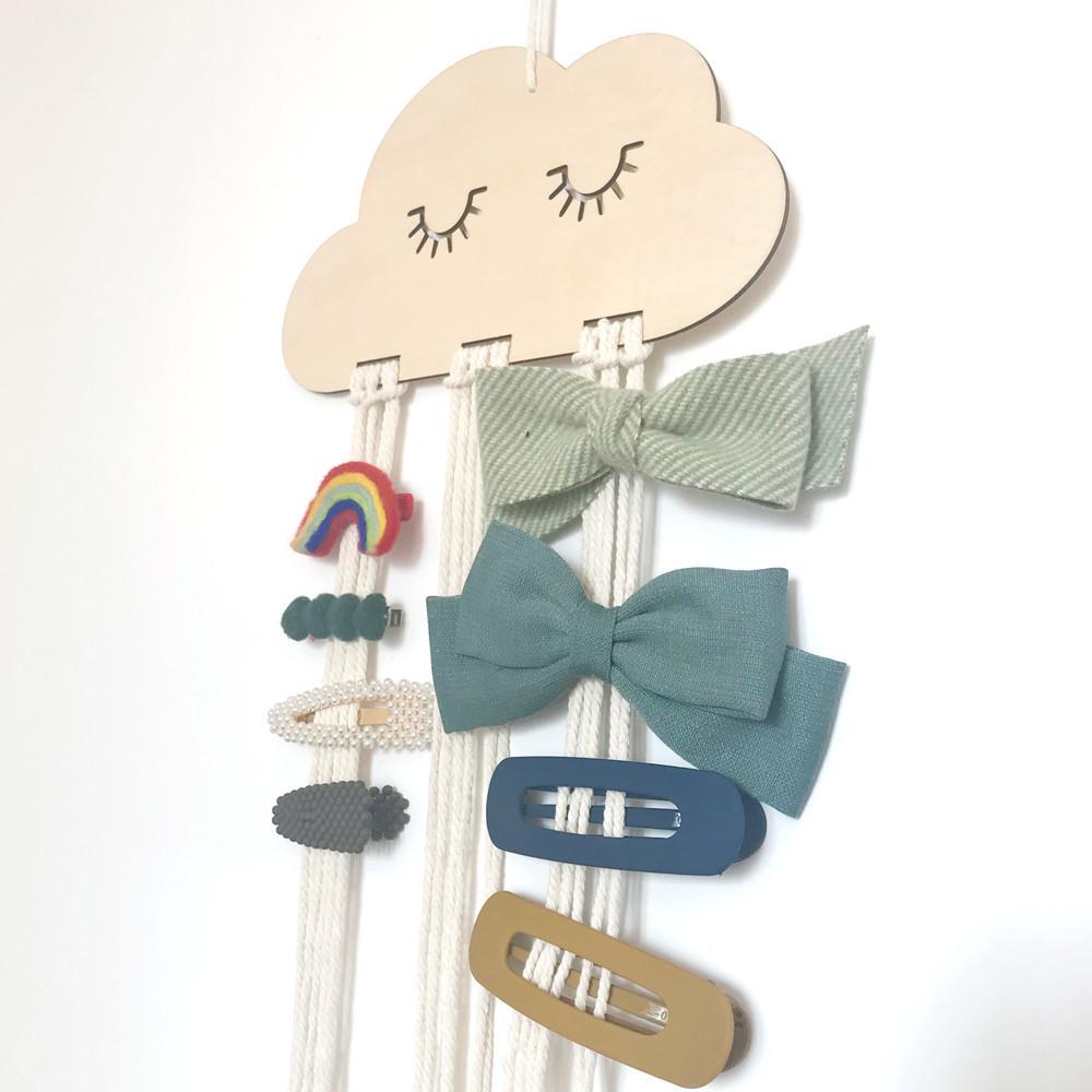 EW Nordic Style Solid Wood Cloud Style Accessories Princess Hairpin Hair Band Bow Storage Pendant DIY Accessories Bag