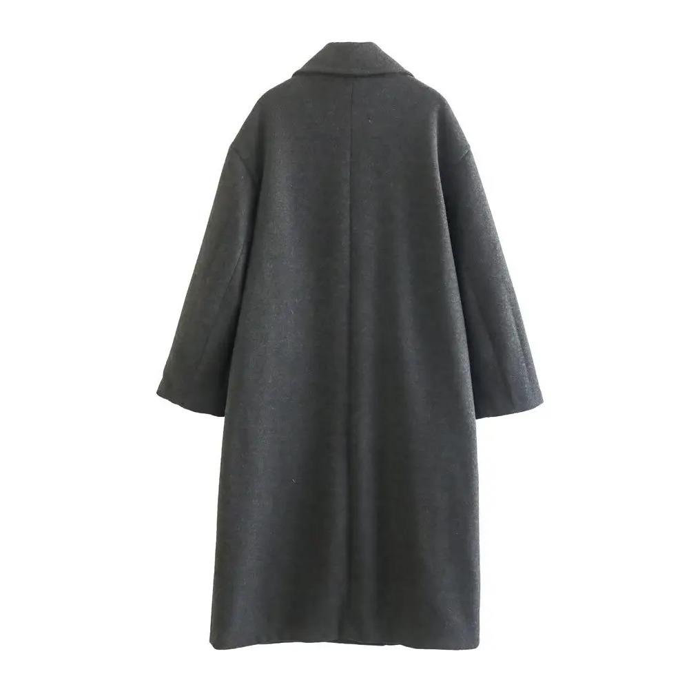 Gabardina larga de lana con botones y doble botonadura, versátil, informal, para otoño e invierno, nueva moda para mujer