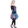 Women Funky Punk Bones Costumes Skeleton Colorful Tutu Dress