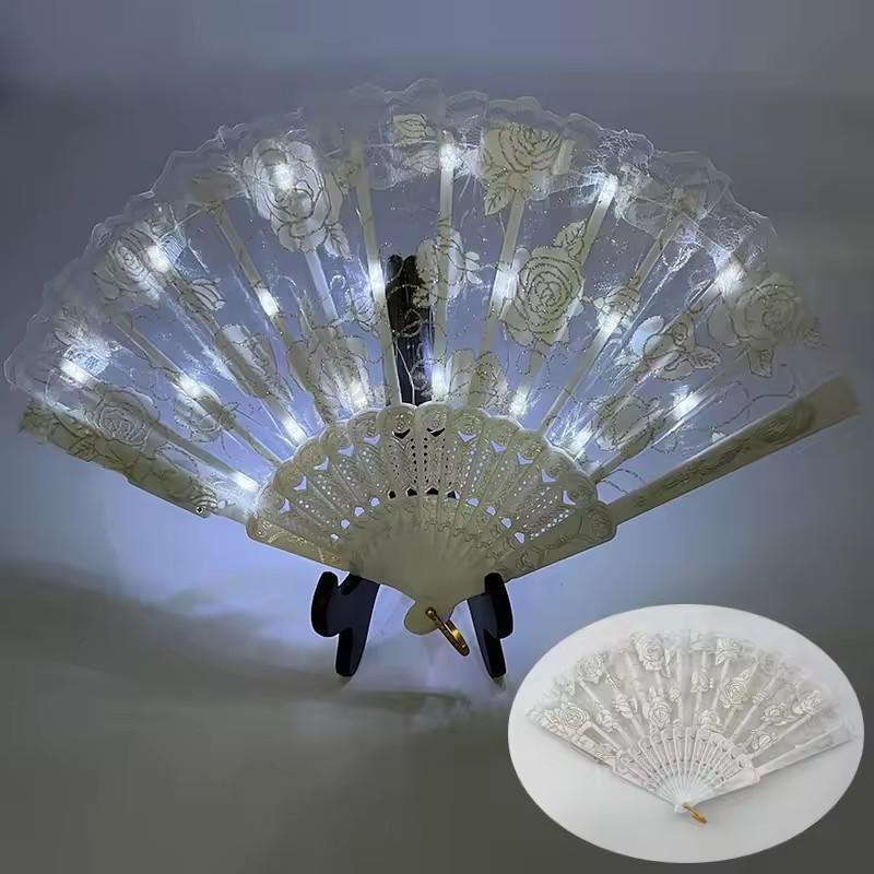 LED Luminous Foldable Fan Glow Dancing Light Hand Fan Night Performance Party Decoration Glow In The Dark Supplies Decor