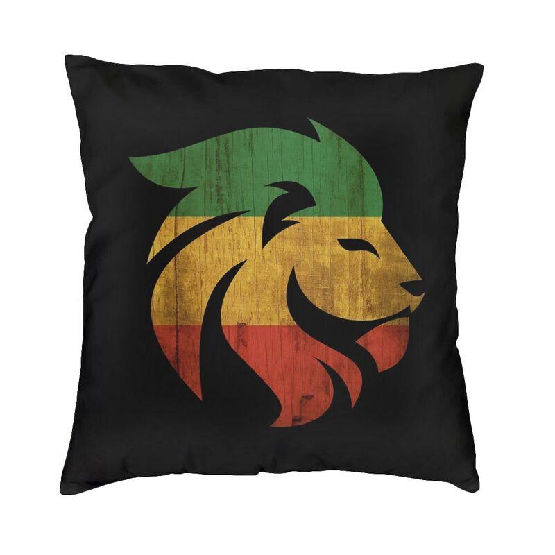 Helenal Unisex Lion Of Judah Rasta Jamaica Ethiopia Rastafari Cushion Cover Print Floor Pillow Case Living Room Cool Pillowcase Home Decoration