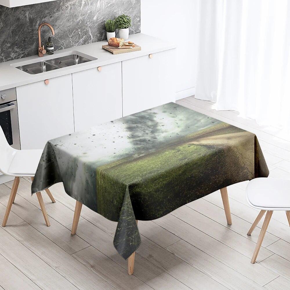 Natural Storm Tablecloth Party Restaurant Banquet Decoration Stain Resistant Waterproof  Home Table