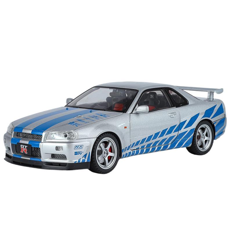 

Large Size 1/18 Nissan GTR GT-R R34 Skyline Ares Alloy Sports Car Model Diecasts Metal Racing Car Vehicles Model Sound Light Kids Gifts серебряный