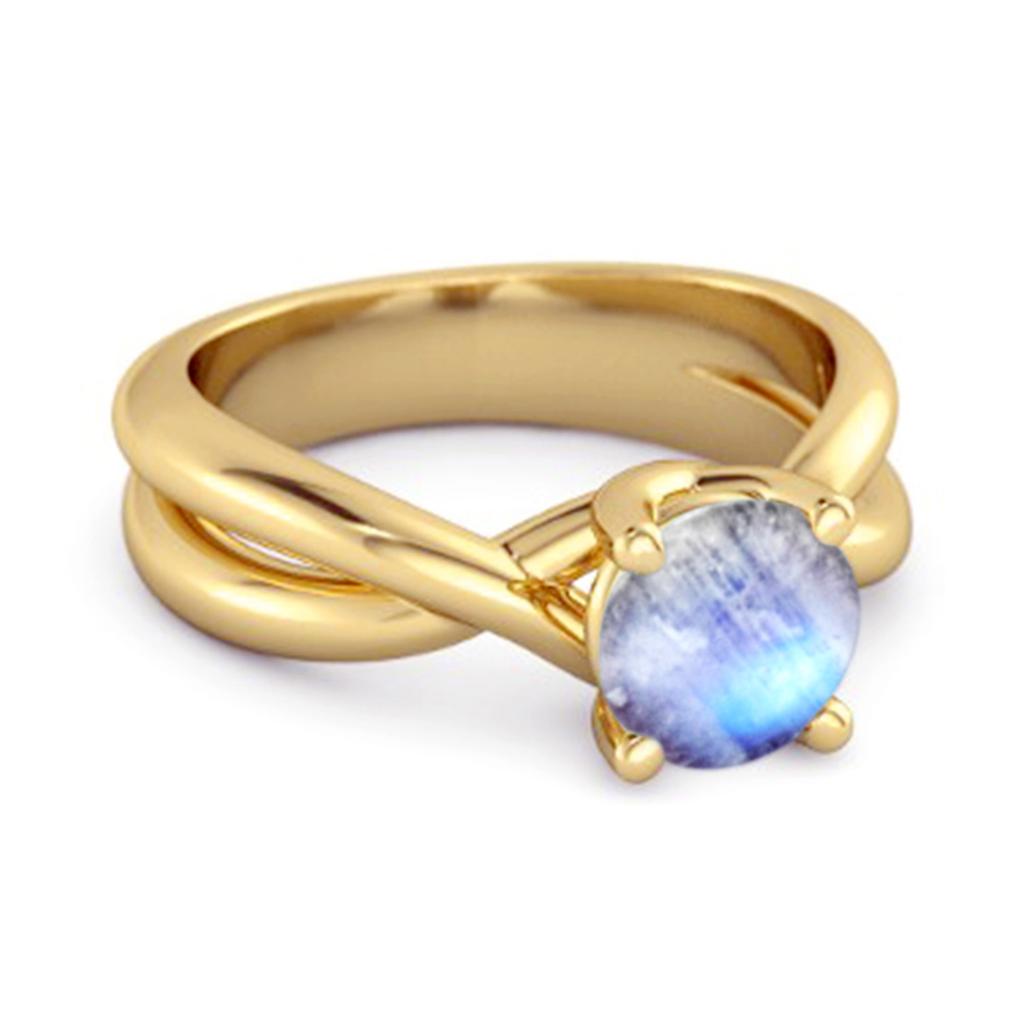 Moonstone Crisscross Band Ring - 925 Sterling Silver Gold Vermeil