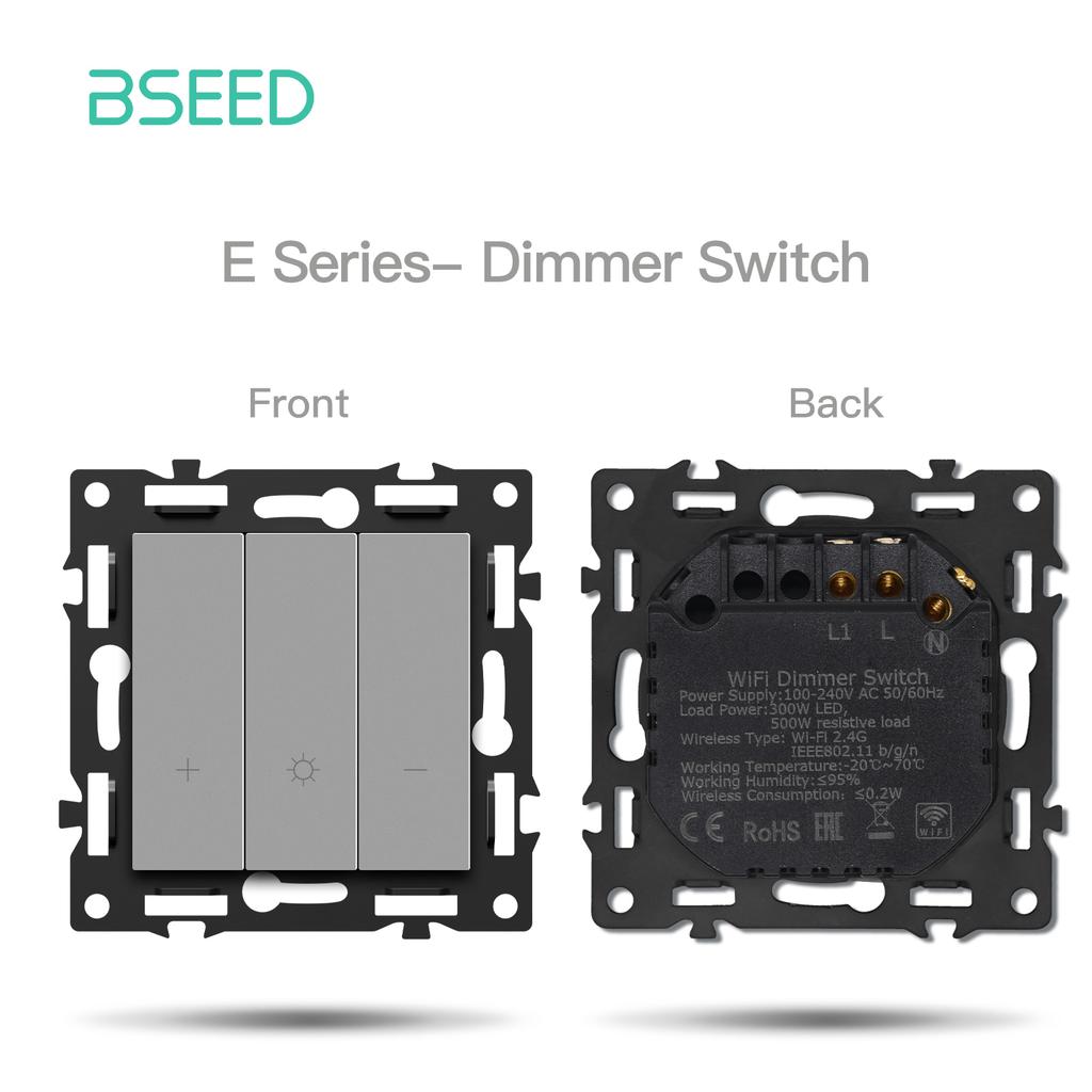 BSEED WIFI Click Switch Modules Smart Light Switch Parts White Glass Frame DIY Combination Wall Sockets USB Charge Key E-Series