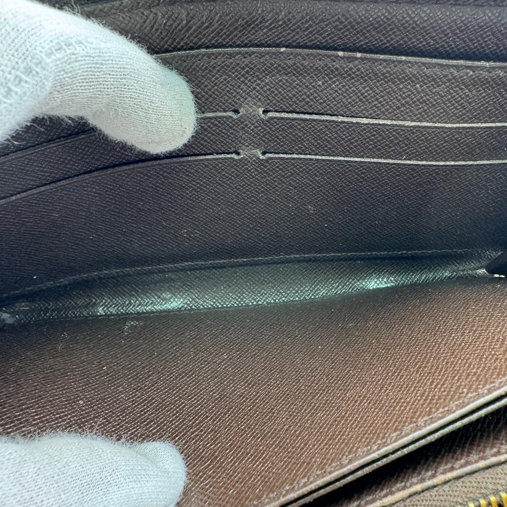 LOUIS VUITTON N60015 Damier leather Zippy wallet Purse Brown leather Used