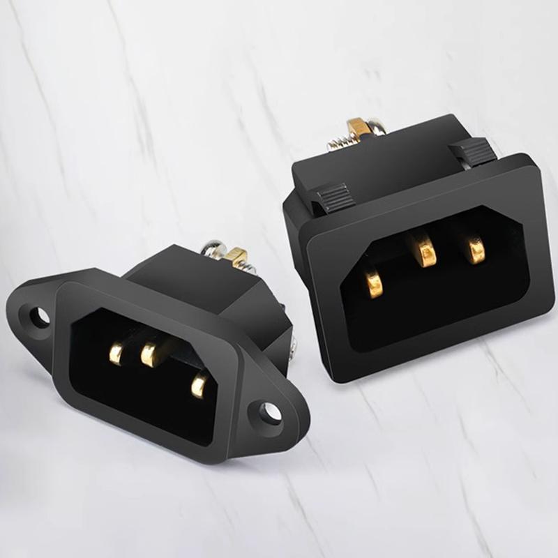 C13 C14 Electrical Power Socket Computer Mount Outlet 3 Pin IEC320 LED Rocker Switch Brass 10A Fuse Inlet Plug Connector 250v