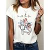 European Size Women's Casual Heart Line Print T-Shirt - Breathable Crew Neck Top, Machine Washable for Spring/Summer Outings and Daily Wear