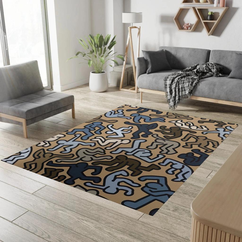 Pop Art Dancing Figures Rug Non Slip Modern Design Carpet for Living Room Cool Themed Floor Mat for Home Decor Lounge