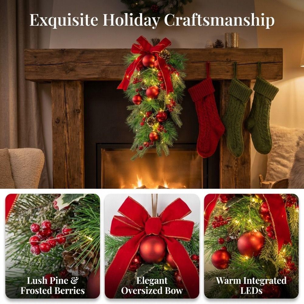 Pine Needles Christmas Tree Door Swag Christmas Tree Upside-down Branches Door Hanging
