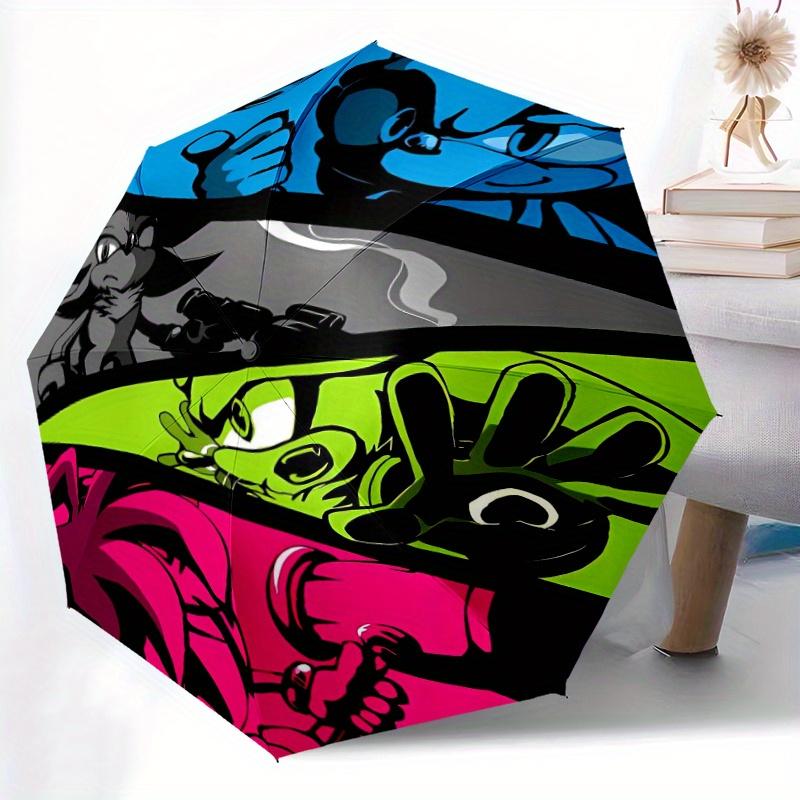 Team Sonic México Cartoon Umbrella, Portable 3 Fold Compact Umbrella, Suitable for Camping, Hiking and Travel,s.C086
