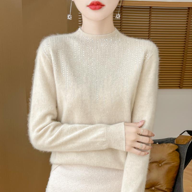 Women's Cashmere Sweater Qinghe Cashmere 30% Cashmere 70% Wool Autumn and Winter Pullover Warm and Fashionable