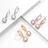 Htpwe New Trendy Square Shape Drop Earrings Brilliant Bridal Engagement Wedding Zircon Elegant Female Dangle Earring Nice Gift