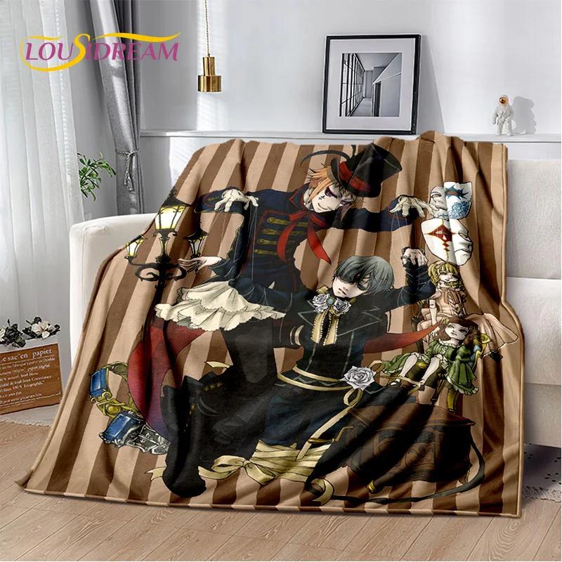 Cartoon Black Butler Anime 3D-Decke, weiche Überwurfdecke für Zuhause, Schlafzimmer, Bett, Sofa, Picknick, Reisen, Büro, Ruhebezug, Decke für Kinder