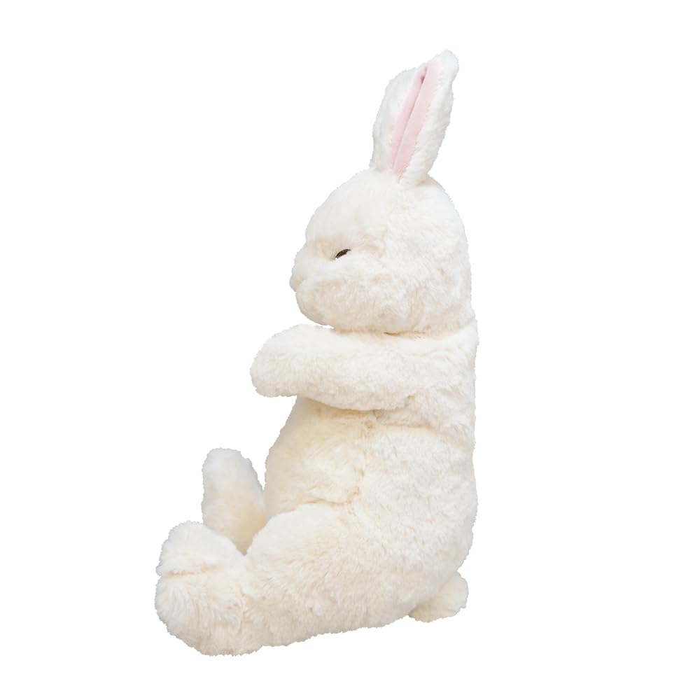 Sunlemon Knee-Hugging Rabbit, Sleeping Soundly, White, 17 x 14 x 36 cm, Plush Toy, Cute Animal, Rabbit, White, P-9542