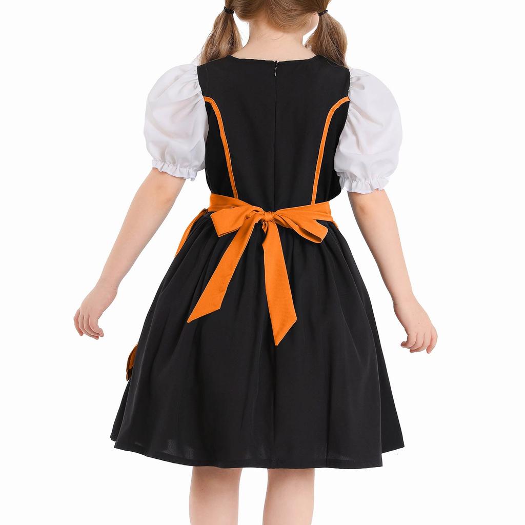 Girl's  Vintage Dress Solid Color Patchwork Cosplay Dresses