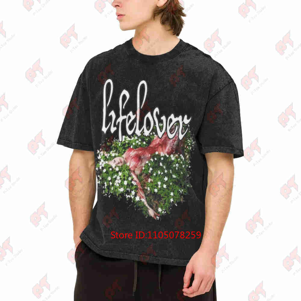 Lifelover Pulver Band Black Metal Album Cover Vintage Washed T-Shirt Reines Baumwoll-T-Shirt