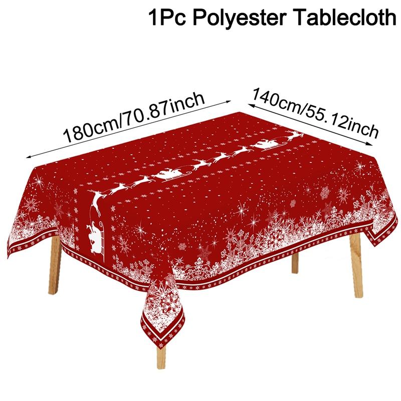 Christmas Elk Snowflakes Tablecloth Christmas Decorations for Home 2025 Xmas Kitchen Dining Table Cover Navidad New Year 2026