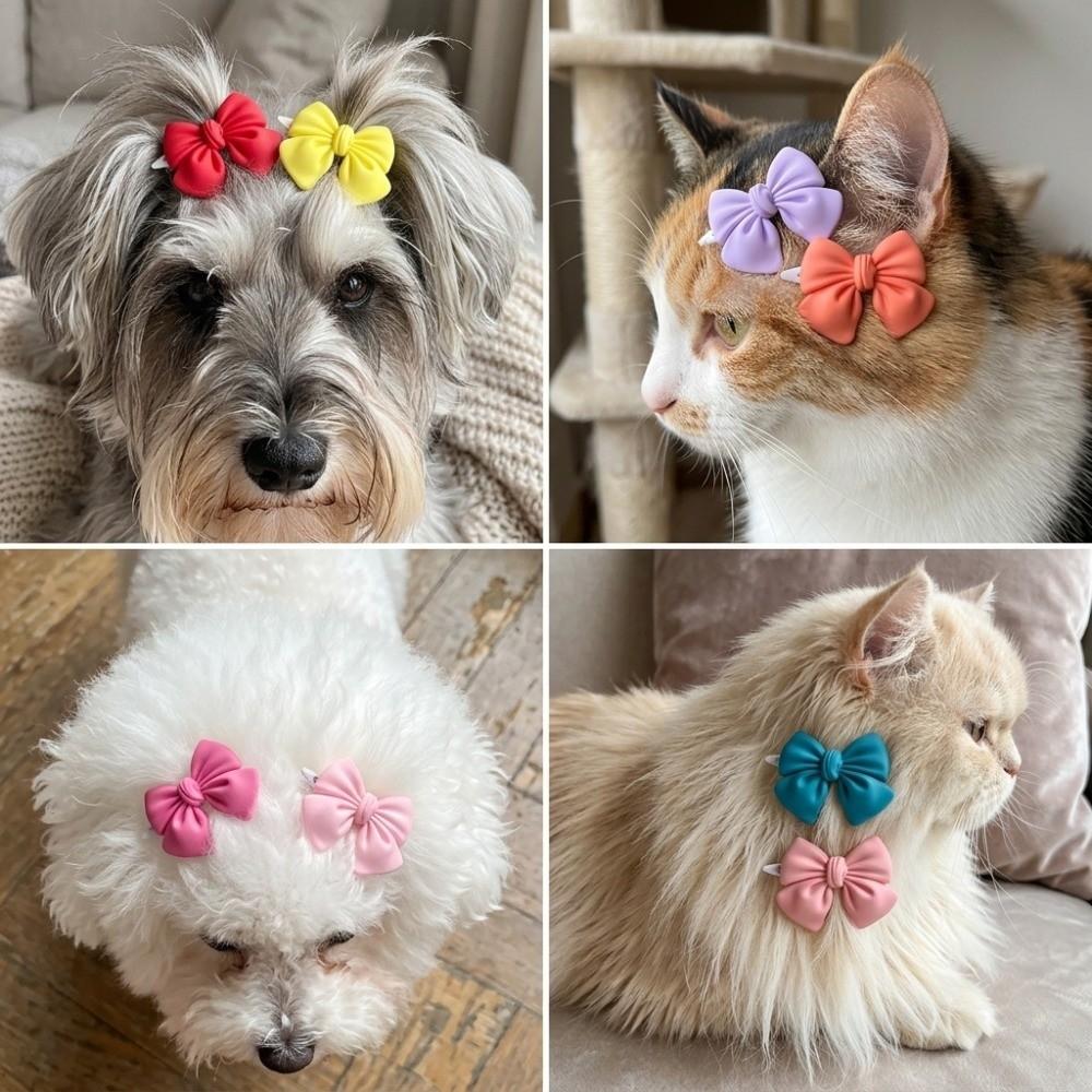 16pcs Mini Size Dog Bow Tie Multicolor Pet Bow Clip Durable Cat Hair Accessory Small Pet